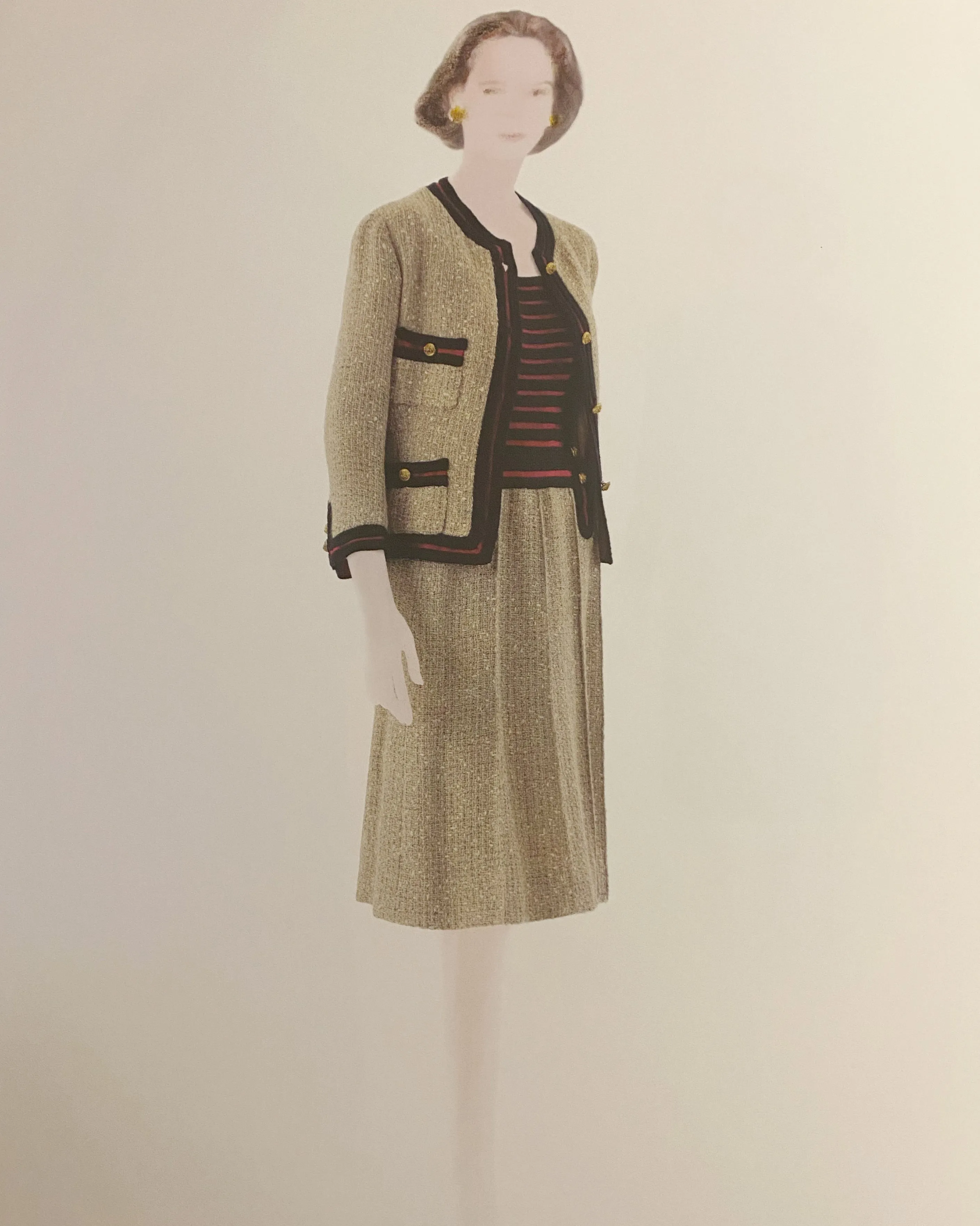 Beige, Red and Navy Blue Iconic Skirt Suit from 1961