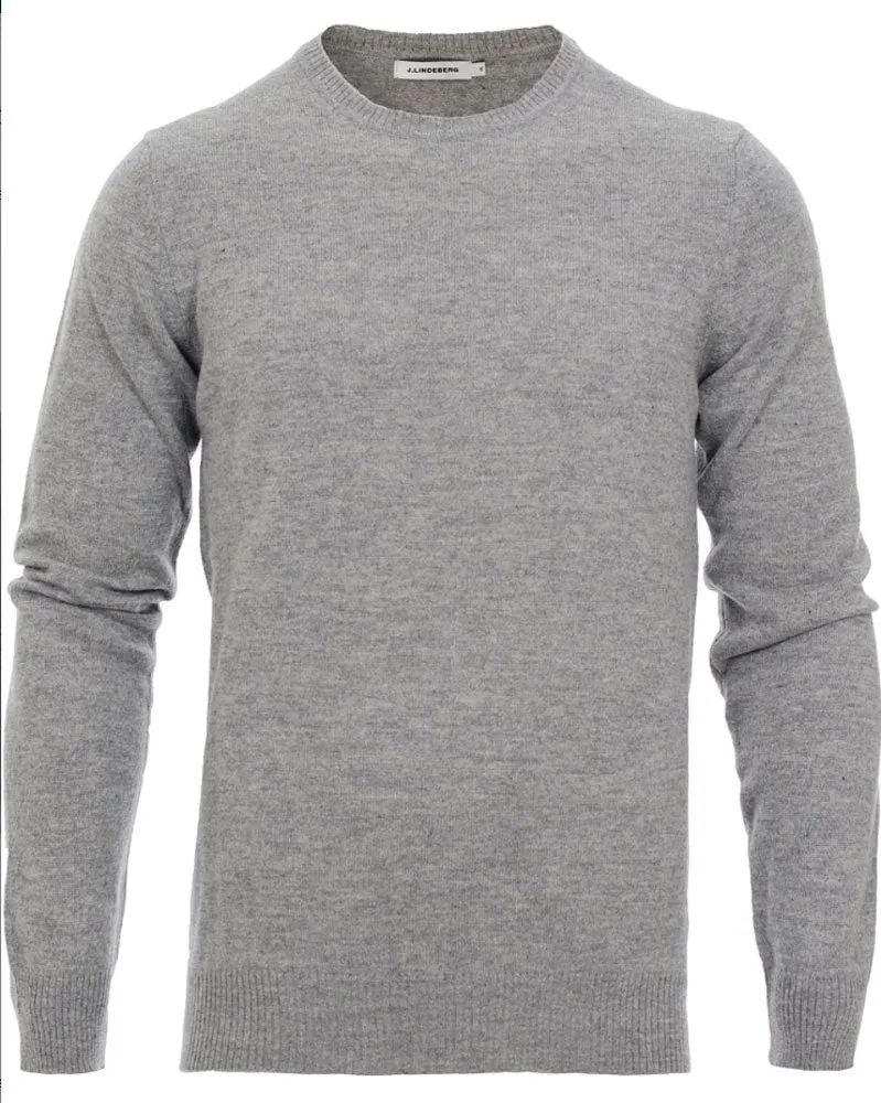 J. LINDEBERG Men's Blue Melange C-Neck Kashmerino Sweater $325 NWT